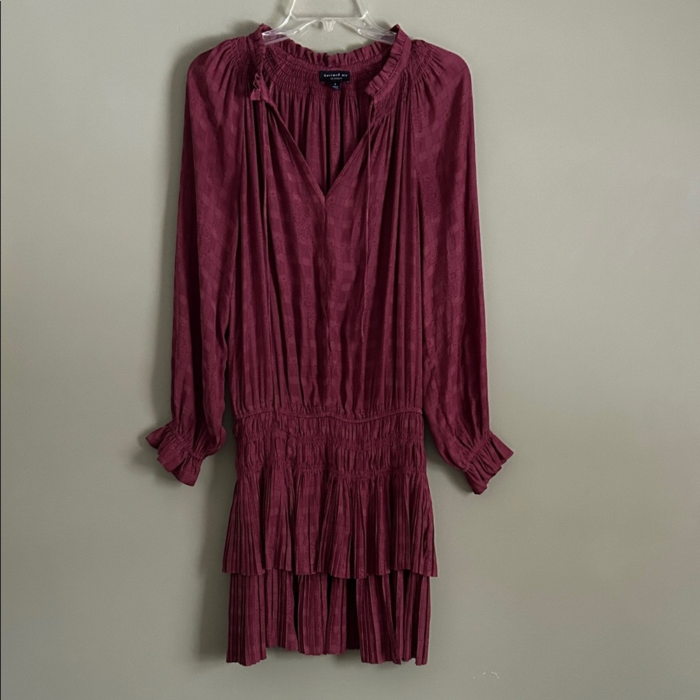 Current Air Tie Neck Mini Dress in Mauve Size S